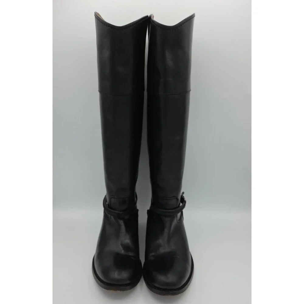 Frye Melissa Seam Tall Black Leather Equestrian Riding Boots Women's 6.5 M